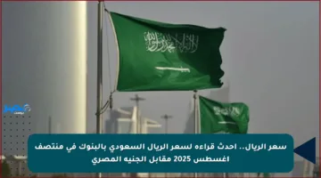 سعر الريال.. أحدث قراءة لسعر الريال السعودي بالبنوك في منتصف أغسطس 2025 مقابل الجنيه المصري